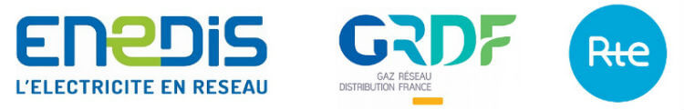 Logos de ENEDIS, GRDF et RTE